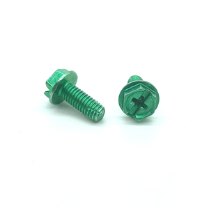 10-32 X 1/2 HEX WASHER HEAD SLOT/PHIL COMBO TYPE F THREAD CUTTING SCREW GREEN ZINC